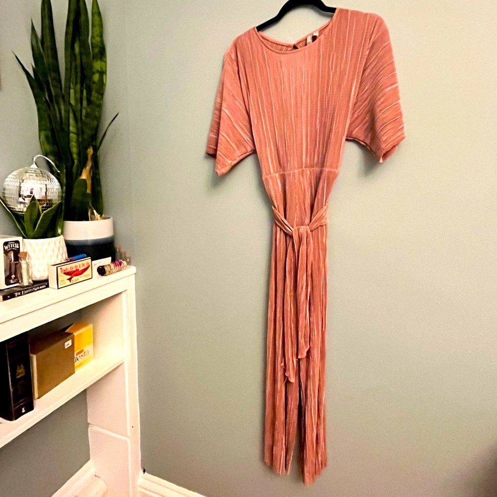 ASOS Pink Champagne Jumpsuit with Open Back